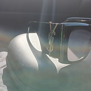 Saint Laurent Black Sunglasses with Gold YSL Emblem